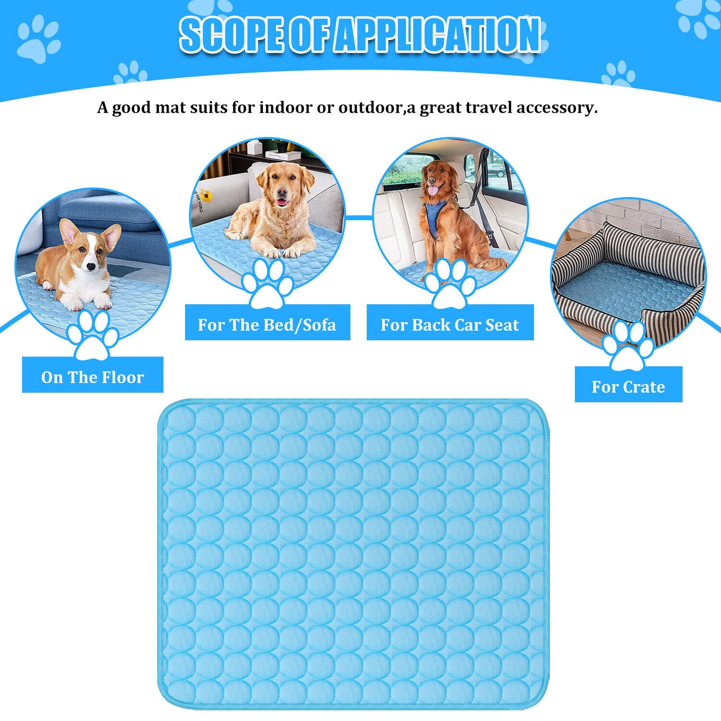 3-Layer Pet Cooling Mat: High-Quality, Ice Silk, Absorbent Cotton, Machine Washable, Portable, Versatile.
