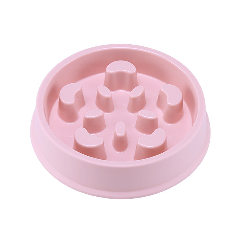 Choking prevention bowl for dogs & cats. Slow feeding solution in various colors. SEO: Pet bowl, slow feed, prevent choking, colorful, low bandwidth.