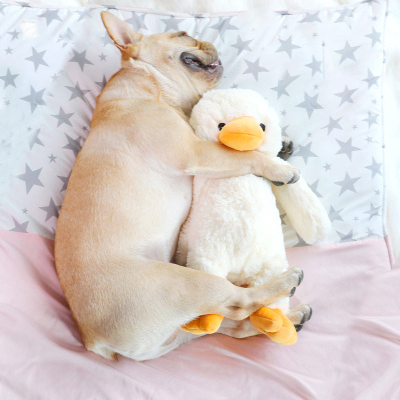 Soft Plush Pet Duck Toy: White with Yellow Beak & Feet