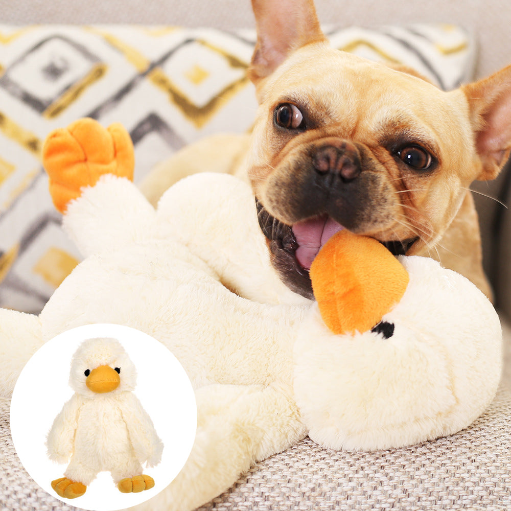 Soft Plush Pet Duck Toy: White with Yellow Beak & Feet
