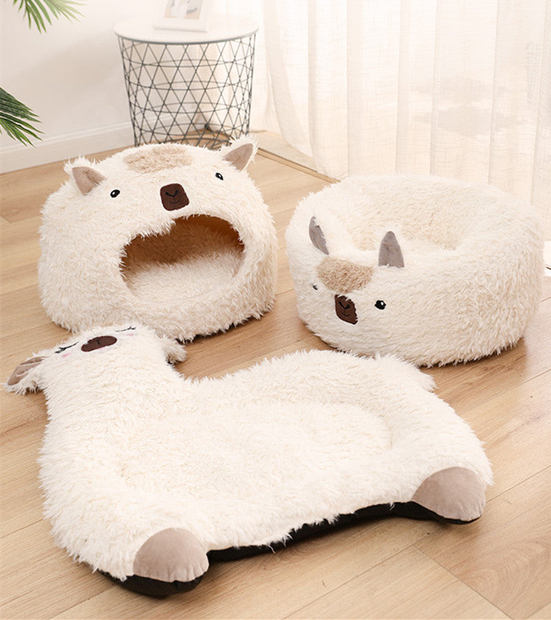 Alpaca Dog and Cat Plush Bed. Shop Now!