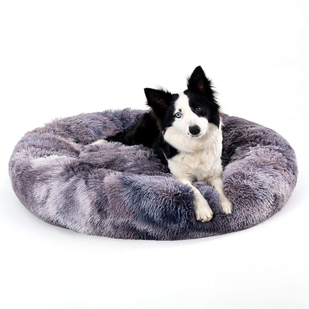 Luxurious Fluffy Donut Dog Bed, ideal for all breeds. Premium plush for comfort, warmth, and relaxation.
