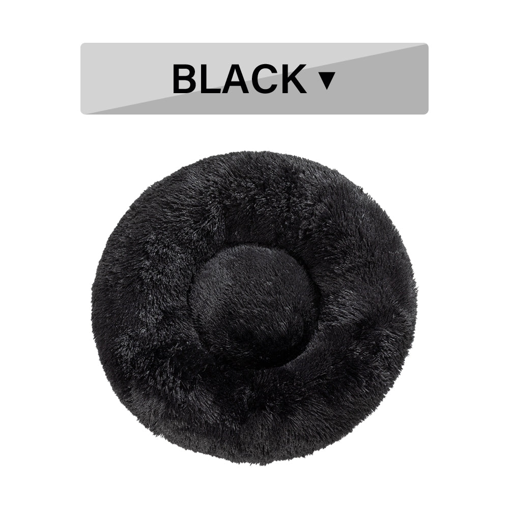 Luxurious Fluffy Donut Dog Bed, ideal for all breeds. Premium plush for comfort, warmth, and relaxation.
