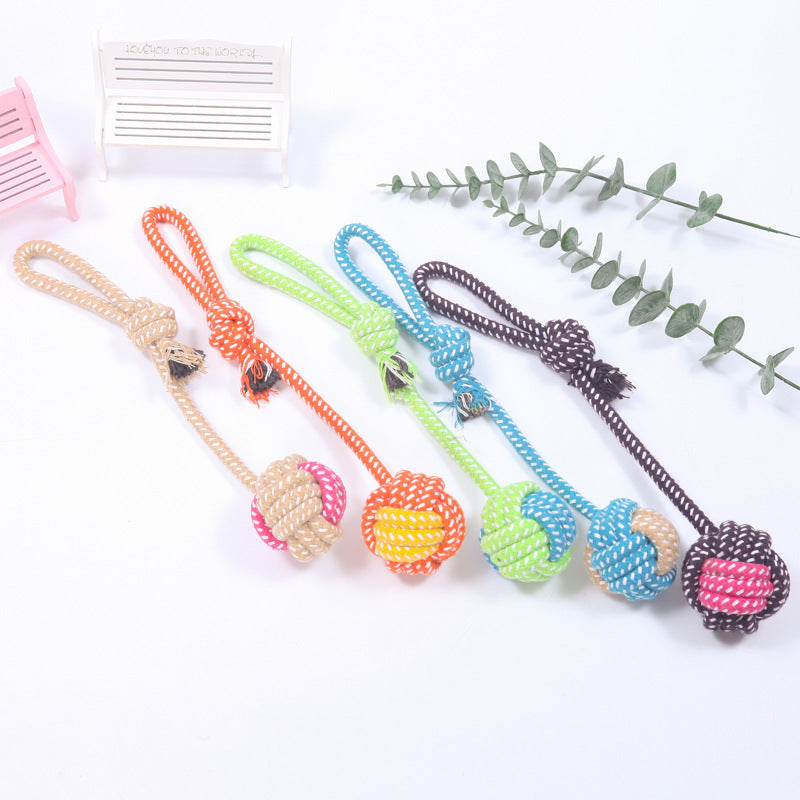 Cotton Rope Dog Toy with Mini Ball for Chew & Play