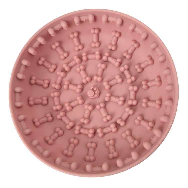 A pet bowl designed with suction cups and non-slip silicone material to prevent sliding, ideal for pets during mealtime