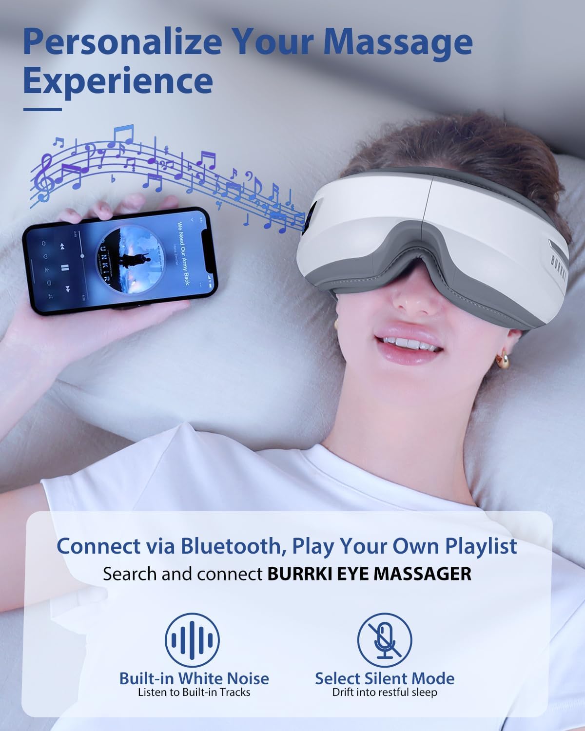 Eye Massager with Heat & Bluetooth Music, Mothers Day Birthday Gifts for Mom Women Men Her, Heated Eye Mask for Migraines Relief, Reduce Strain, Headache Relief and Improve Sleep, Eye Care Device