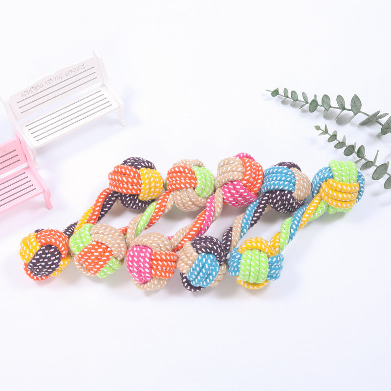 Cotton Rope Dog Toy with Mini Ball for Chew & Play