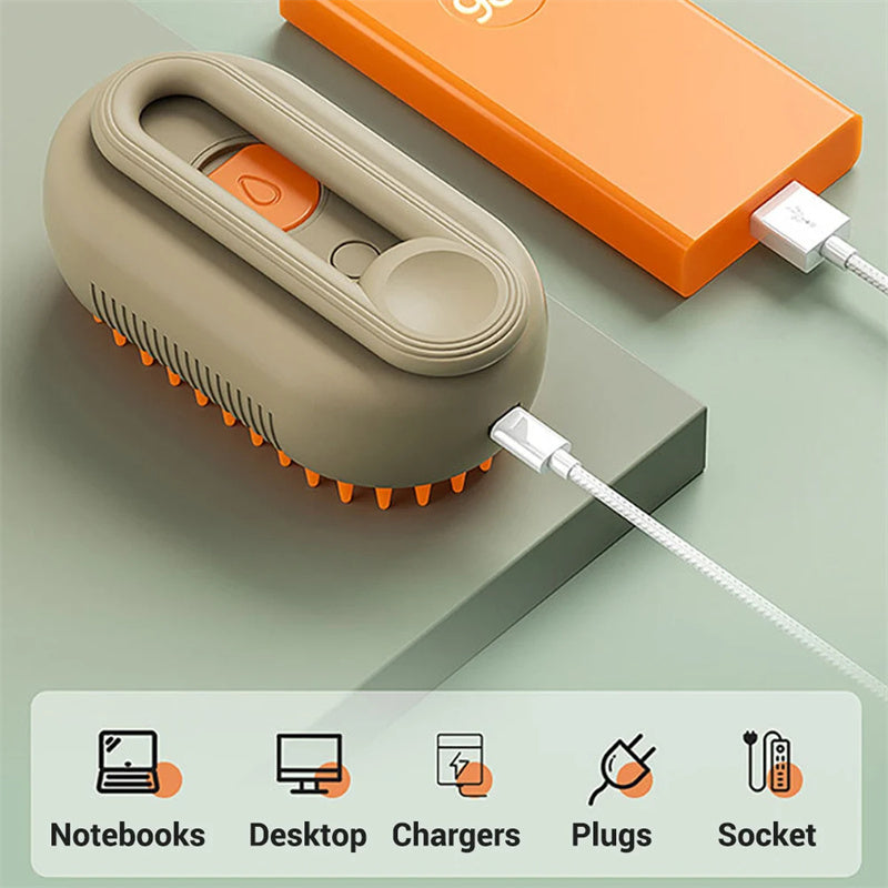 Steam Pet Brush: Unique Spray, High-Quality, USB Rechargeable, Ergonomic Design, Multifunctional Application."