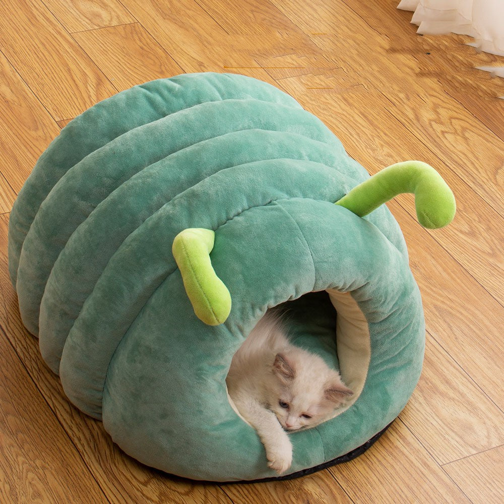 Cat Comfort Caterpillar Pet Beds: Crystal Velvet Plush