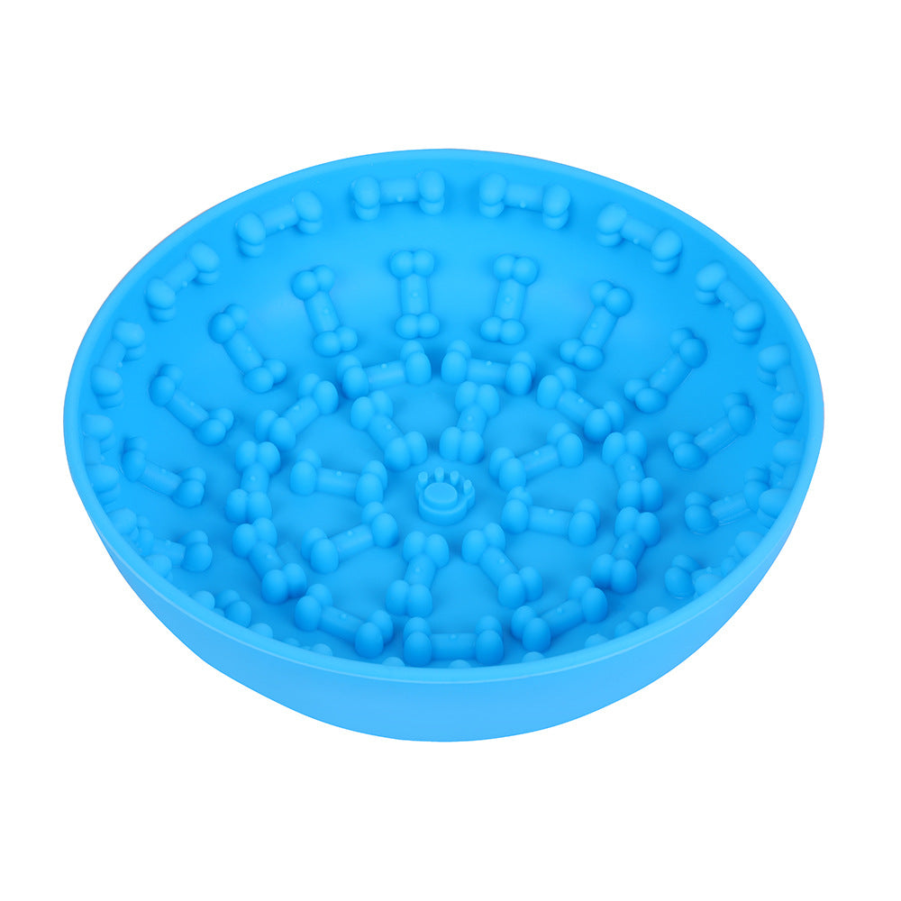 A pet bowl designed with suction cups and non-slip silicone material to prevent sliding, ideal for pets during mealtime